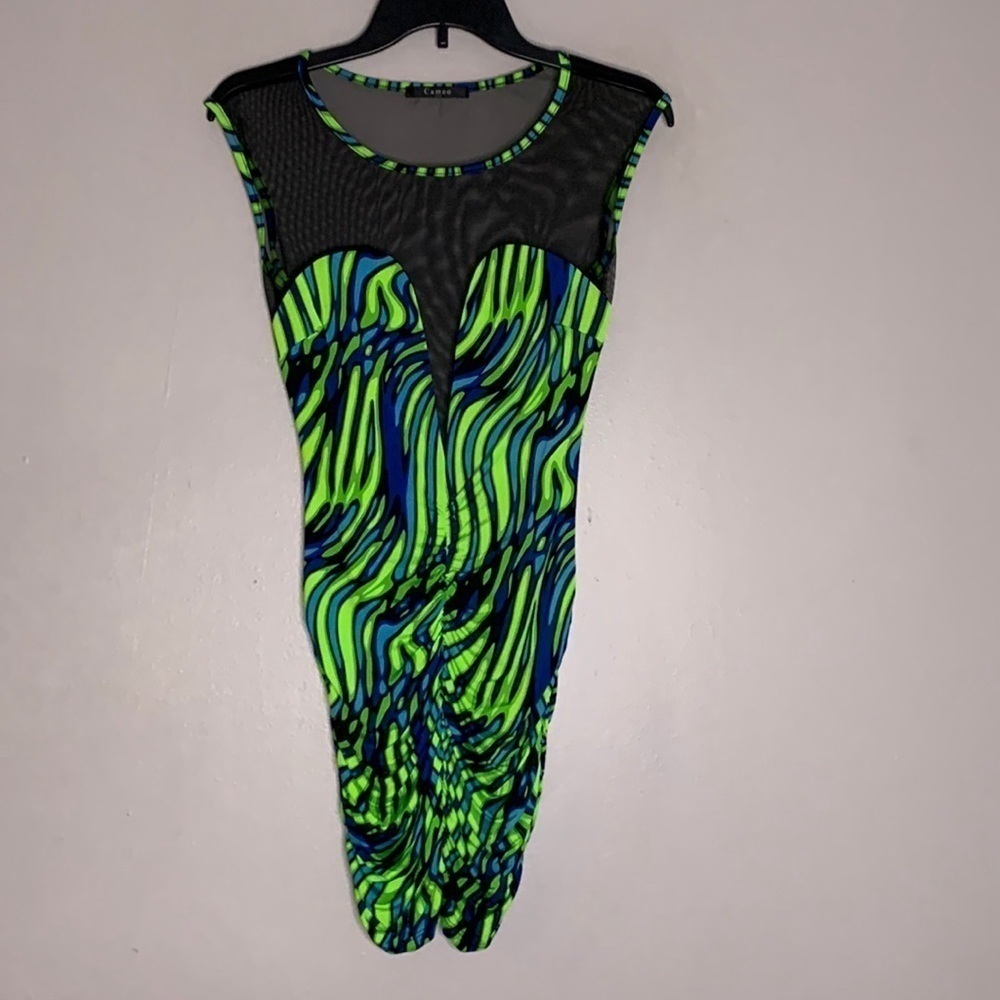Cameo groovey Rouched sleeveless micro mini dress black mesh small women’s